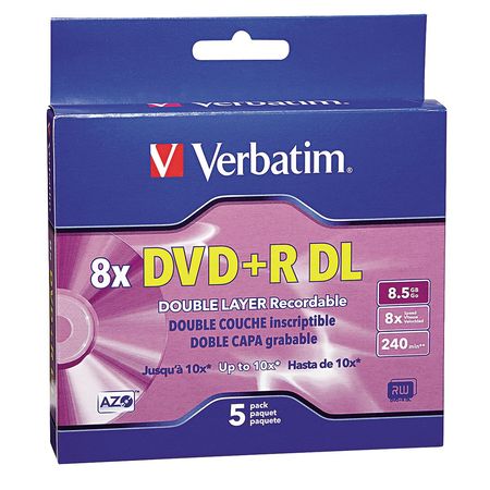 Dvd+r Dual Disc,8.50 Gb,240 Min,8x,pk5 (