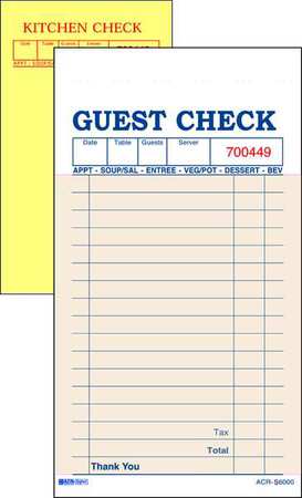 Guest Check Carbon,2 Part,salmon,pk50 (1