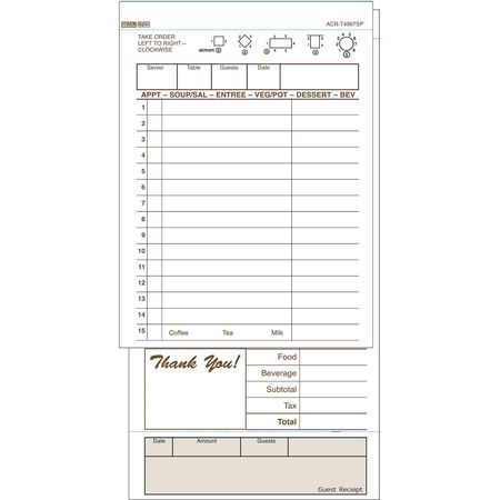 No Carbon Guest Check,2 Part,tan,pk8 (1