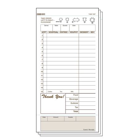 No Carbon Guest Check,3 Part,tan,pk8 (1