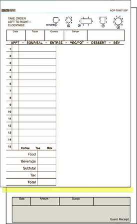 No Carbon Guest Check,3 Part,tan,pk8 (1