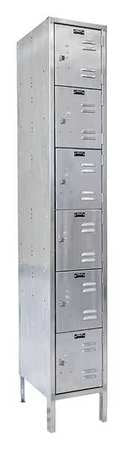 Box Lockr,louvered,1 Wide, 6 Tier,silver