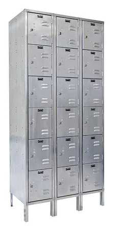 Box Lockr,louvered,3 Wide, 6 Tier,silver