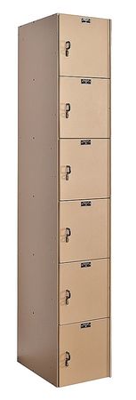 Box Locker,solid,1 Wide, 6 Tier,taupe (1