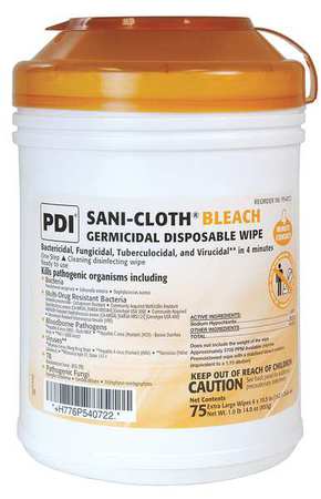 Disinfecting Wipes,6" X 10-1/2",pk75 (1