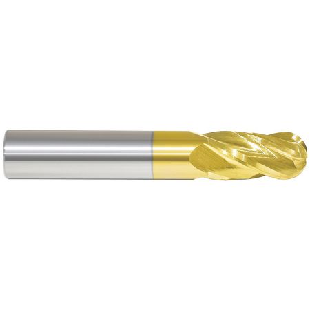 Ball End Mill, 4fl 1/16", Reg, Tin (1 Un