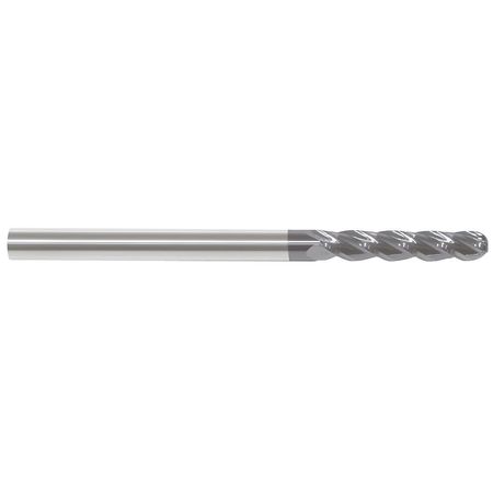 Ball End Mill, 4fl 1/4", Xx/long, Tialn