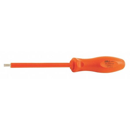 Insulatd Screwdriver,slotted,1/8"x4",rnd