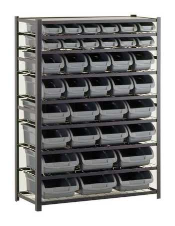 Bin Shelving,57" Overall H,36 Bins,gray