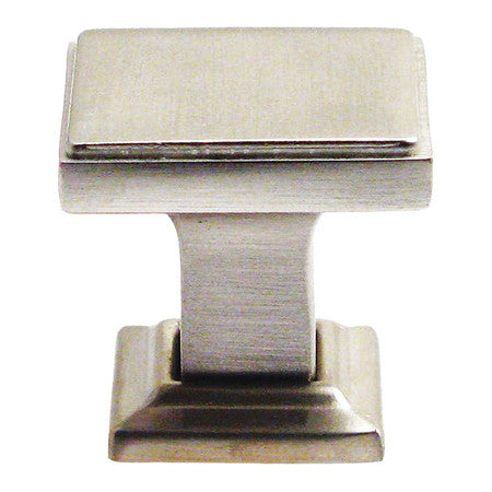 Modern Sq Cabinet Knob Satin Nick 1-1/8"